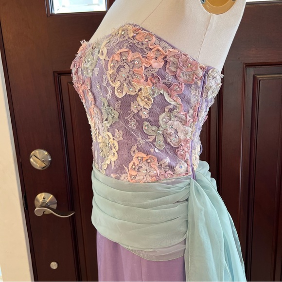 Nicole Miller Strapless Embroidered Embellished Lace Corset Mermaid Maxi Dress 6 - Picture 5 of 15